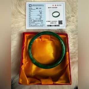 58mmCertificate  (Grade A)Myanmar Natural  Green Jadeite Jade Bangle